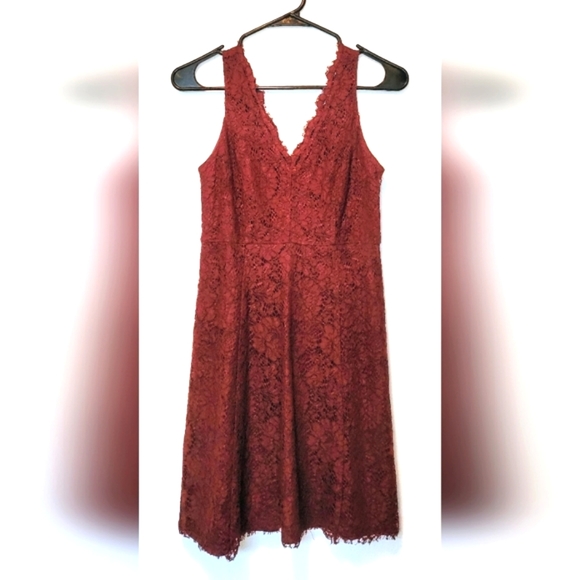 00P LOFT Burgundy Lace dress - Picture 1 of 10